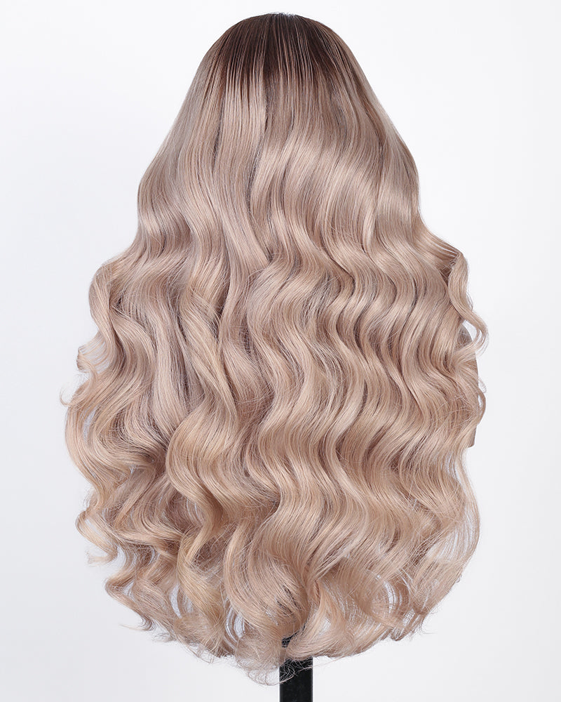 Arabella 13x6 Three-Go™ Ash Blonde Ombre Glueless Wig Loose Body Wave With Drawstring 100% Human Hair Wig