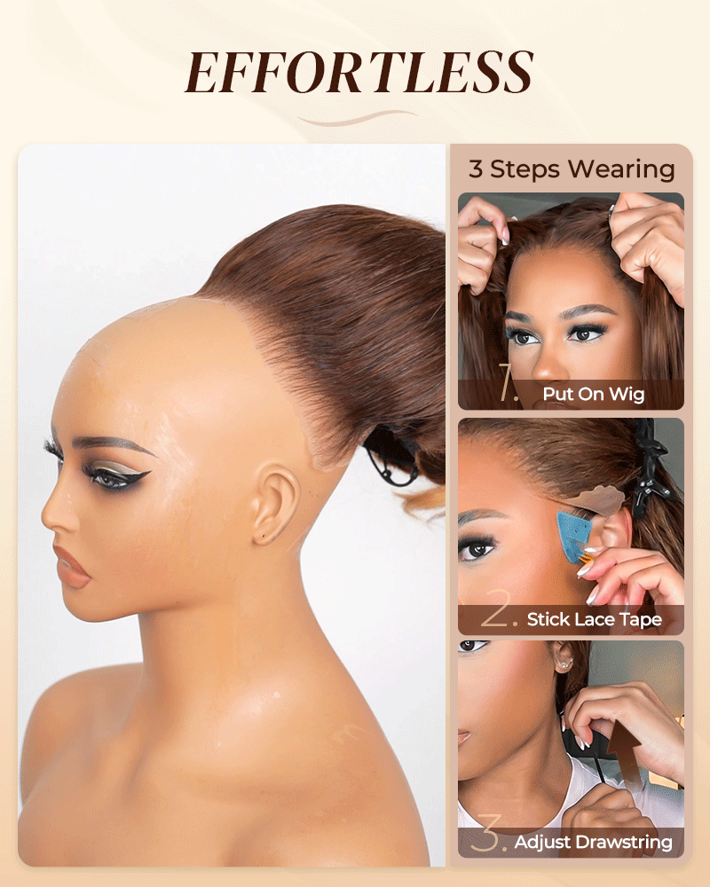 Arabella 13x6 Three-Go™ 250% Density Straight Bob Invisible Knots Natural Black Glueless Beginner Friendly