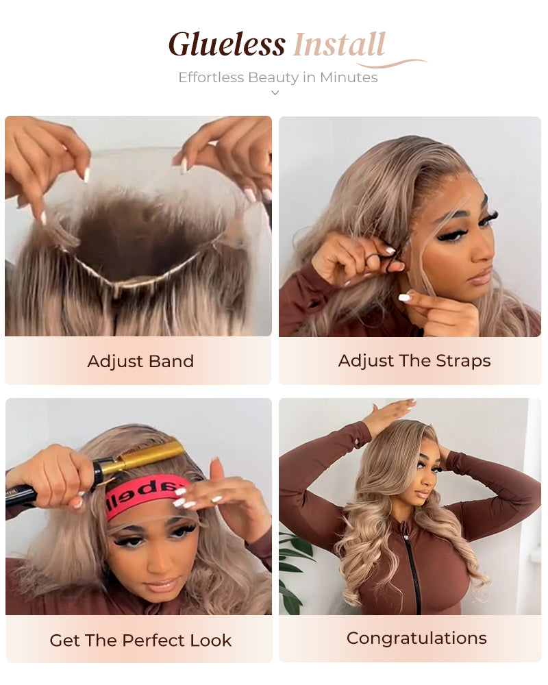 Arabella 13x4 Frontal Lace Ash Blonde Ombre Loose Body Wave Wig Pre-cut Lace Beginner Friendly