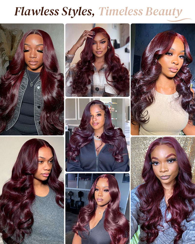 Collage of Models Wearing Purple Wig