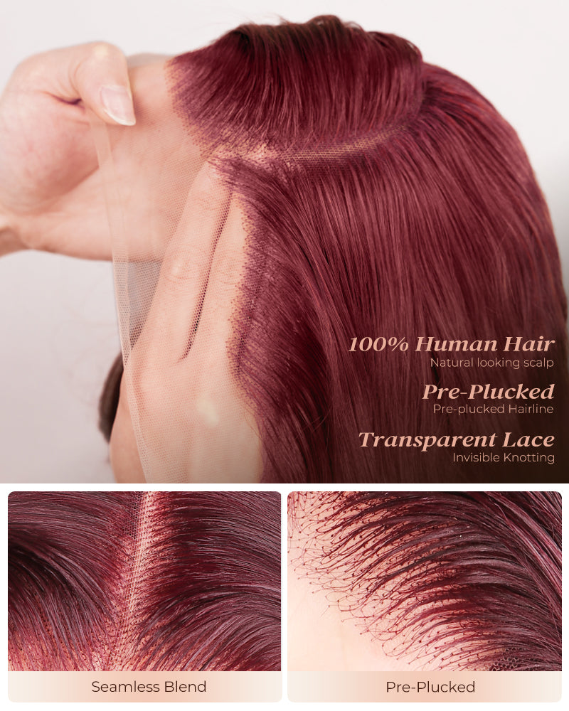 Arabella 13x4 Frontal Lace Cherry Red Ombre 99J39J Colored Wig Loose Body Wave Wig Invisible Knots Realistic Hairline