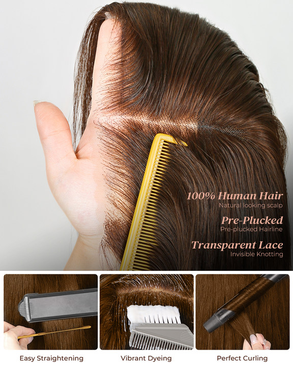 Arabella 6x5 Invisible Knots Glueless Brown Ombre Highlights Loose Body Wave Wig Pre-cut Lace Beginner Friendly