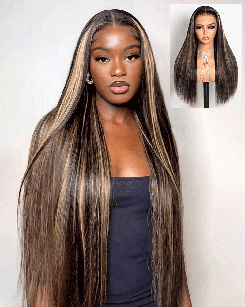 【$299 = 2 WIGS】Arabella 13x6 Three-Go™ Balayage Highlight Glueless Wig Silky Straight With Drawstring 100% Human Hair Wig