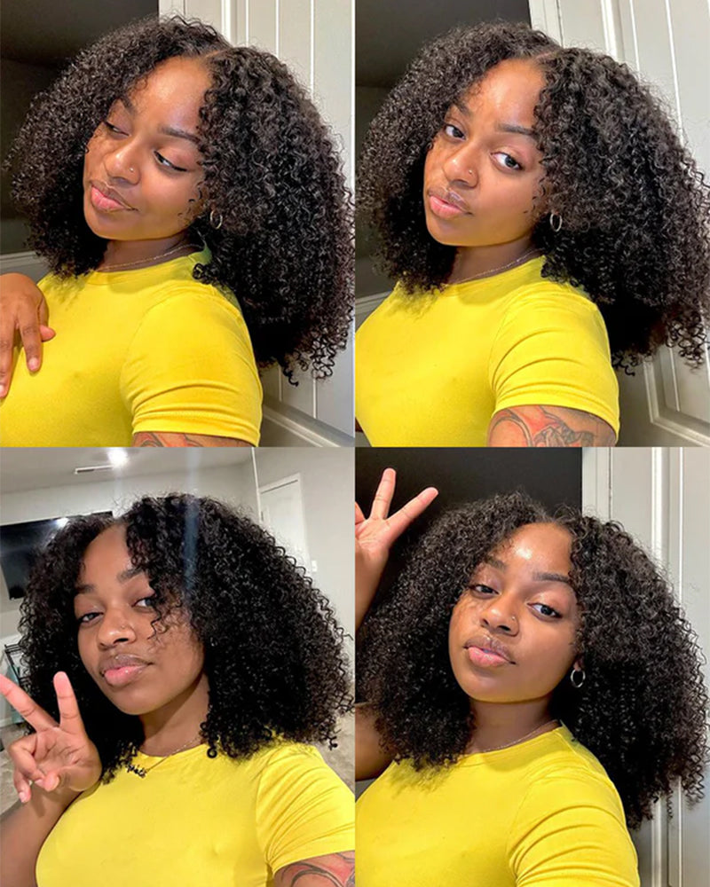 【Bogo Sale】Limited Design Special Jerry Curl Long Bob Natural Black 6x5 Lace Double Drawn Human Hair Wigs
