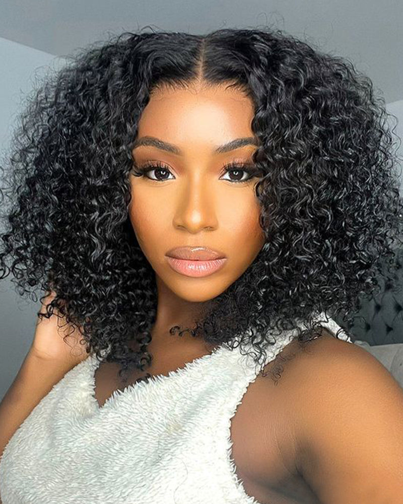 16" = $87 | Arabella 6x5/13x4 Lace Glueless Jerry Curly Wig Pre-cut Lace Natural Black Beginner Friendly