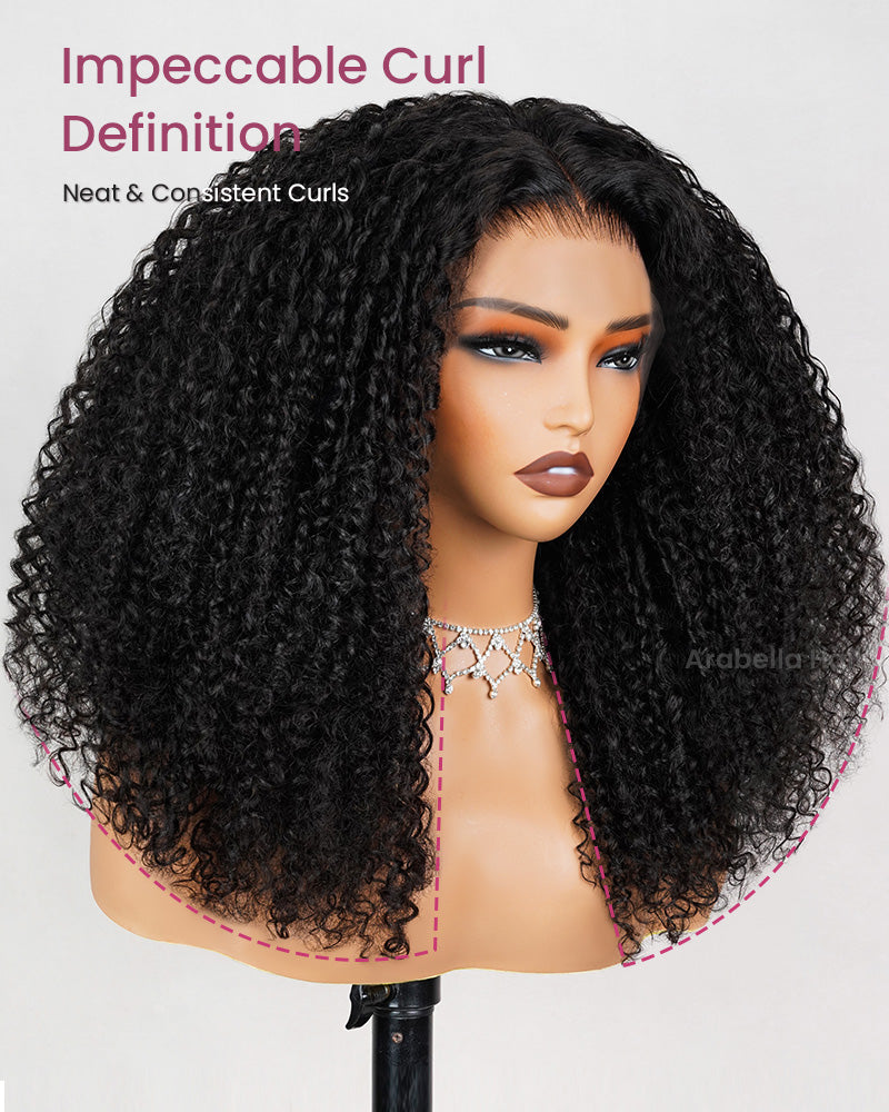 【Bogo Sale】Limited Design Special Jerry Curl Long Bob Natural Black 6x5 Lace Double Drawn Human Hair Wigs