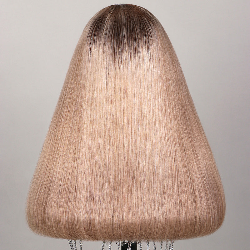Arabella 6x5 invisible knots Glueless Ash Blonde Ombre Colored Wig Straight Bob Wig Pre-cut Lace Beginner Friendly