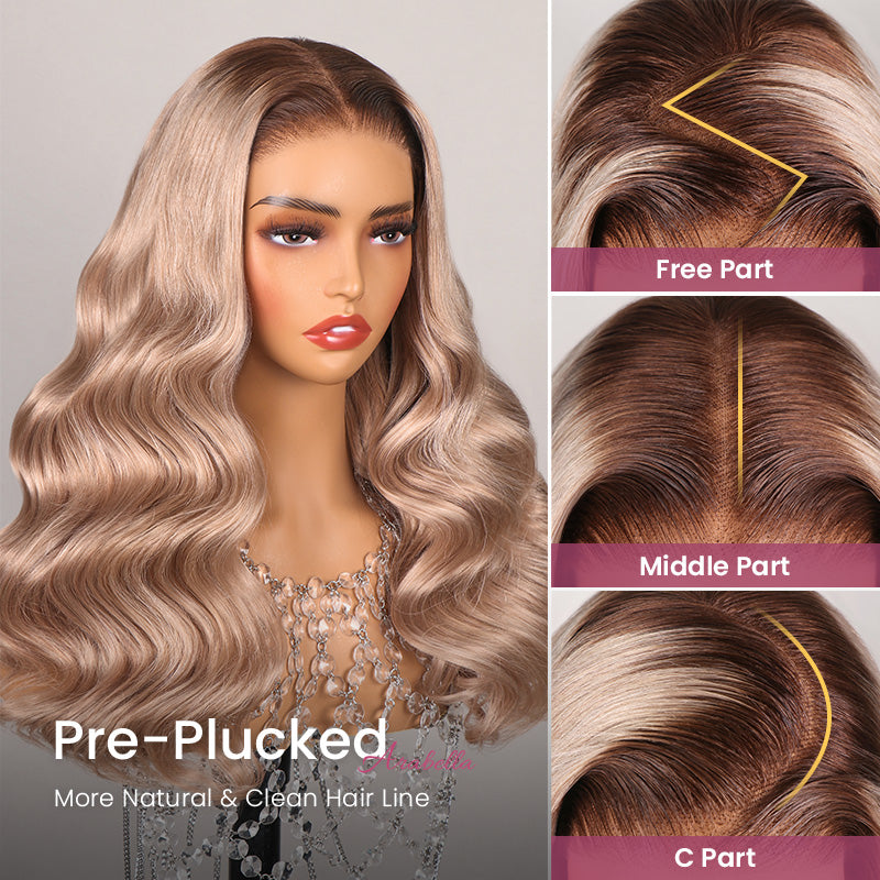 Arabella 6x5 invisible knots Glueless Ash Blonde Ombre Colored Wig Straight Bob Wig Pre-cut Lace Beginner Friendly