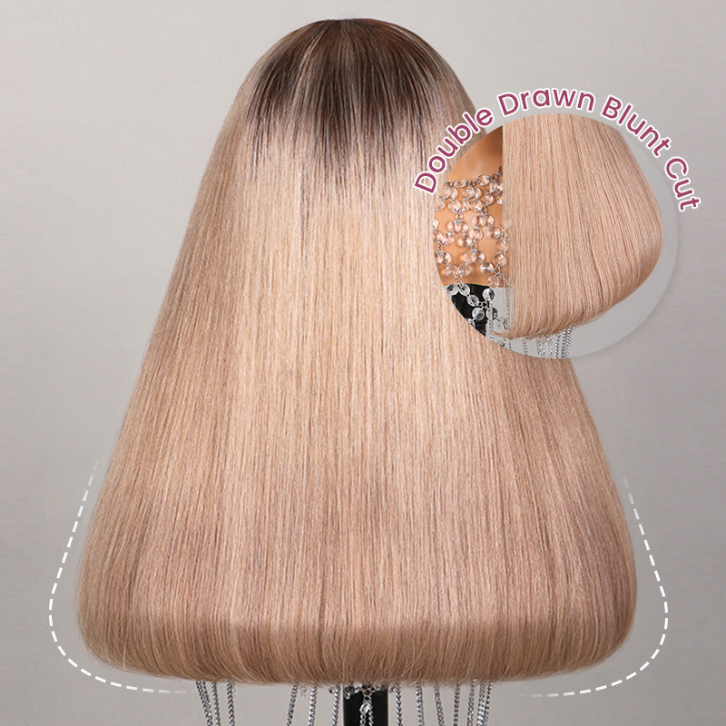 【BOGO】Limited Design Ash Blonde Ombre Colored Easy-Wear Glueless 6x5 Pre-Cut Lace Human Hair Wigs
