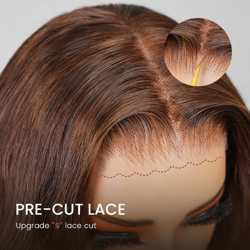 【Bogo Sale】Limited Design Dark Brown Colored Blowout In Wavy Style Glueless 6x5 Pre-Cut Lace Easy-Wear Wig Human Hair Wigs