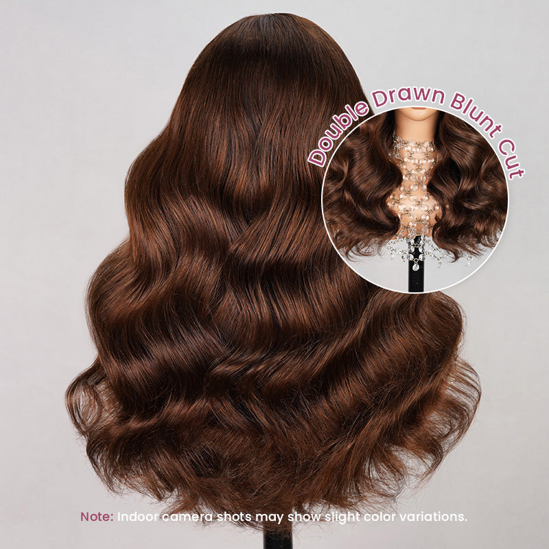 【Bogo Sale】Limited Design Dark Brown Colored Blowout In Wavy Style Glueless 6x5 Pre-Cut Lace Easy-Wear Wig Human Hair Wigs