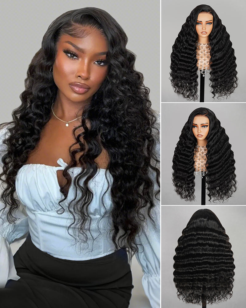 Arabella 6x5 invisible knots Glueless Loose Deep Wave Wig Pre-cut Lace Natural Black Beginner Friendly