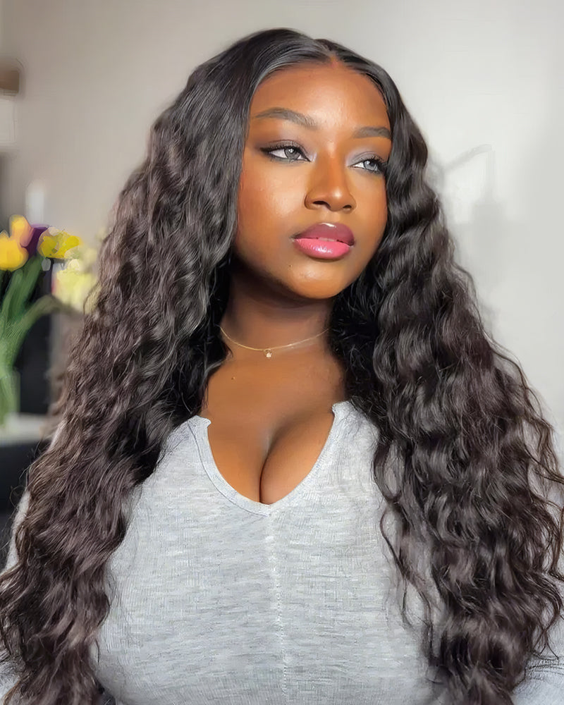 Arabella 13x6 Three-Go™ Glueless Wig Bohemian Curl With Drawstring Natural Black 100% Human Hair Wig
