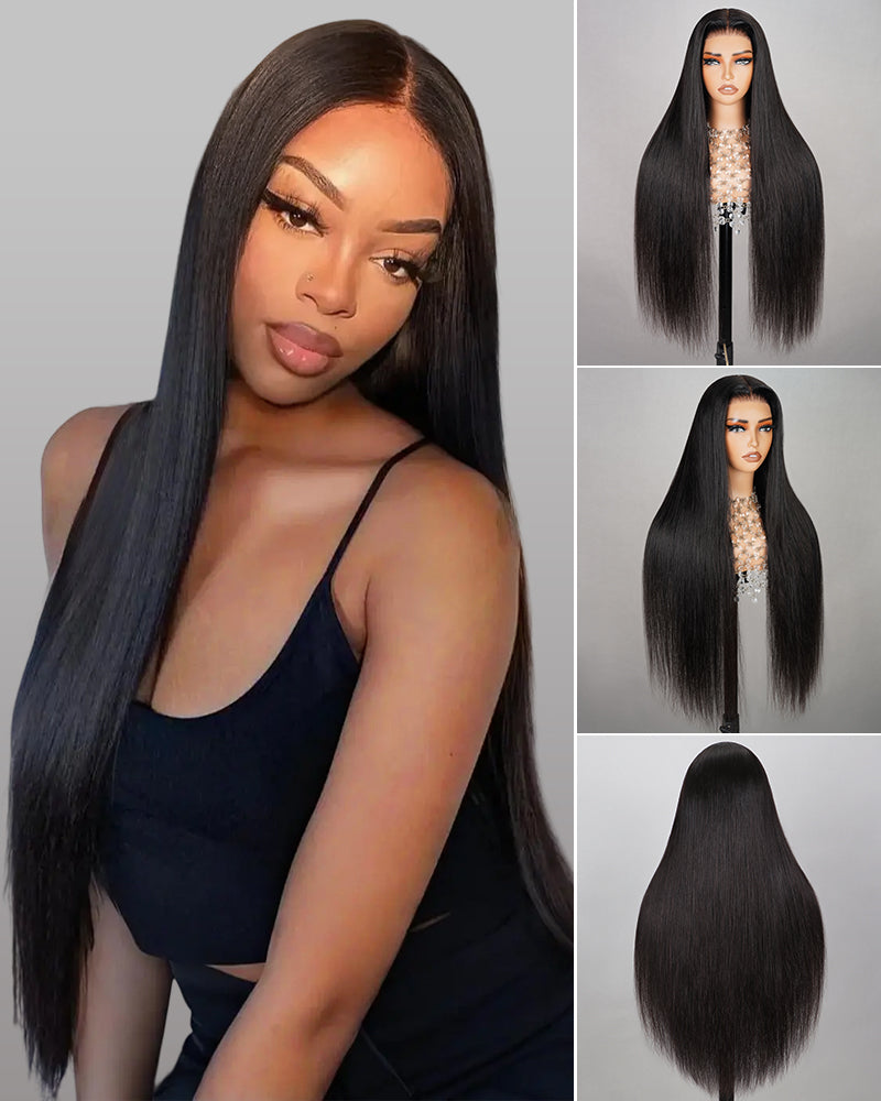 Arabella 13x4 Frontal Lace Body Wave/Silky Straight Wig Invisible Knots Natural Black Realistic Hairline