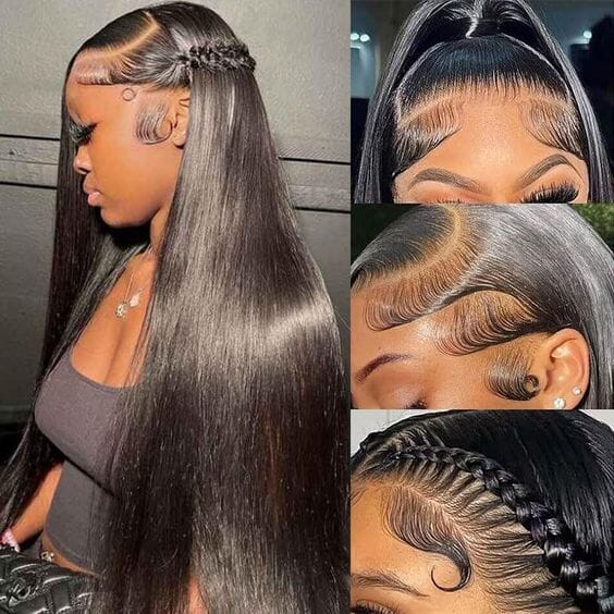 360 Lace Frontal Natural Black Long Straight Wig Free Part Ponytail Style Human Hair Wig -Arabella Hair Wigs Arabella Hair