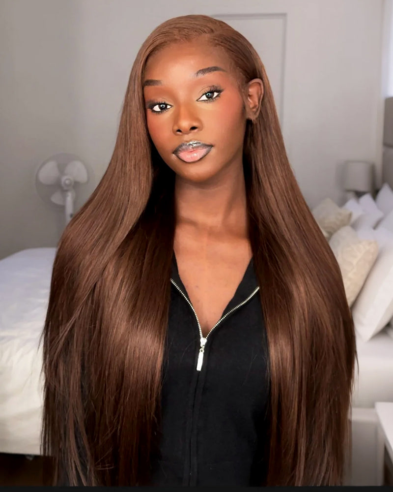 Arabella 13x6 Three-Go™ Chocolate Brown Glueless Wig Body Wave With Drawstring 100% Human Hair Wig