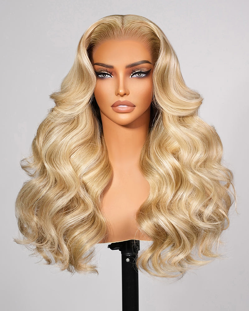 Arabella 13x6 Three-Go™ Blonde Khaki Highlight Glueless Loose Body Wave With Drawstring 100% Human Hair Wig
