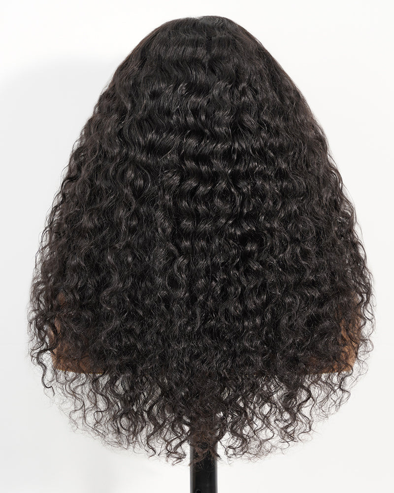 Pure-Luxe™ Water Wave Natural Black Pre-Cut 13x6 Lace Ultra-Dense Glueless Human Hair Wig
