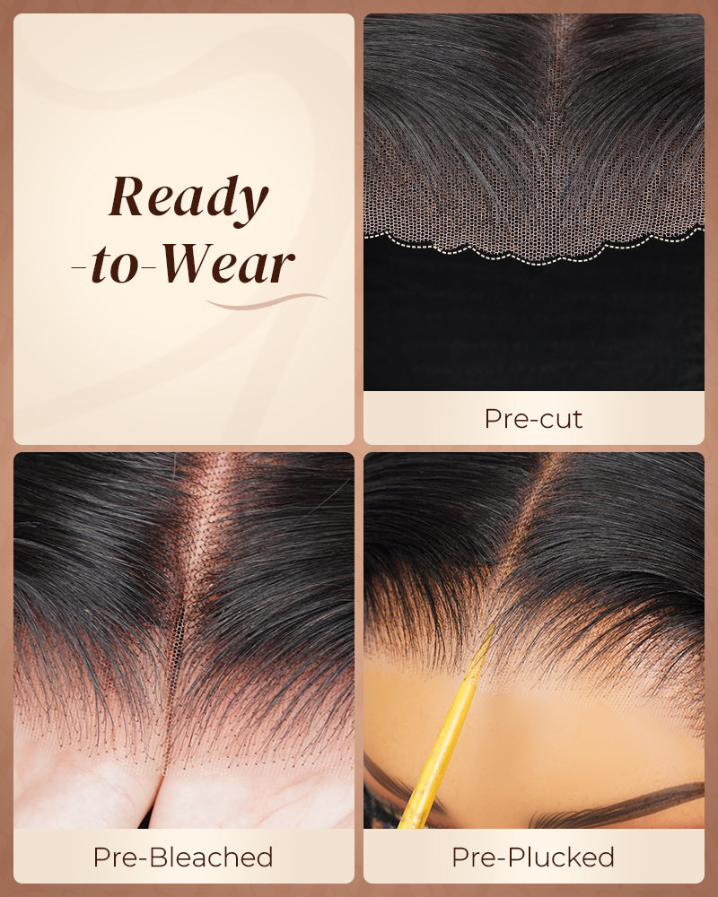 Pure-Luxe™ Water Wave Natural Black Pre-Cut 13x6 Lace Ultra-Dense Glueless Human Hair Wig