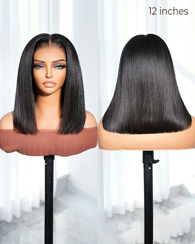 Arabella 13x6 Three-Go™ 250% Density Straight Bob Invisible Knots Natural Black Glueless Beginner Friendly