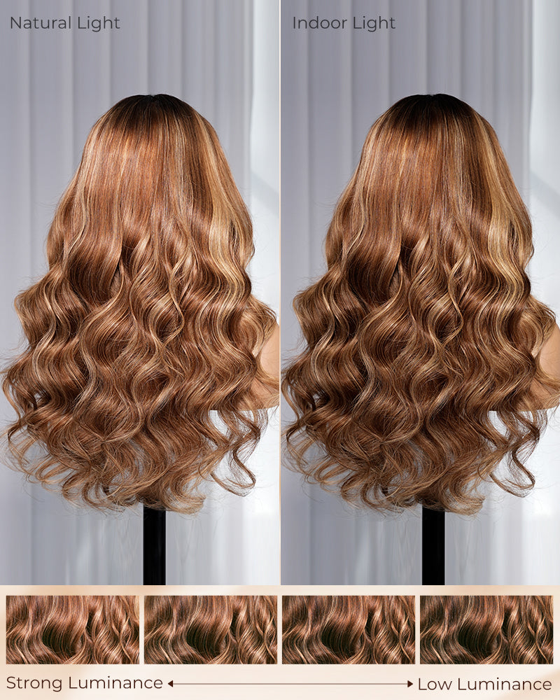 Body wave lace front wig—ombre color comparison in different lighting | Arabella Hair