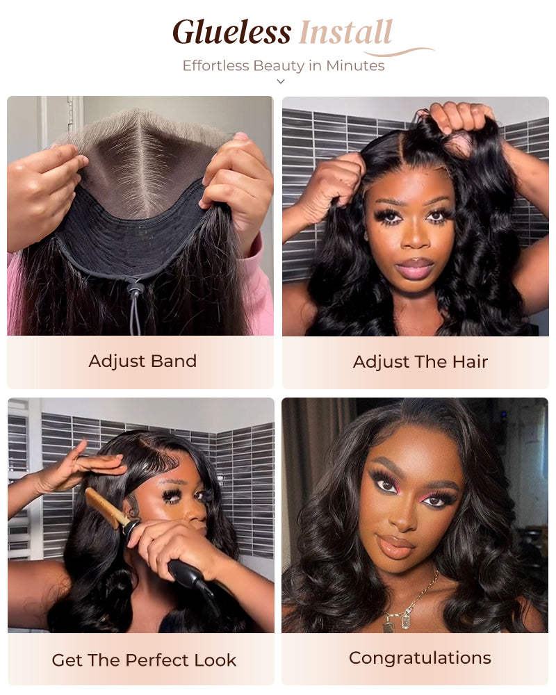 Arabella 6x5 invisible knots Glueless Loose Wave Bob Wig Pre-cut Lace Natural Black Beginner Friendly