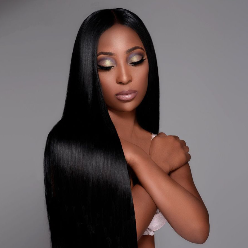 Arabella Luxury 6x5 invisible knots Glueless 36 Inches Long Length Silky Straight Wig Pre-cut Lace Natural Black Beginner Friendly