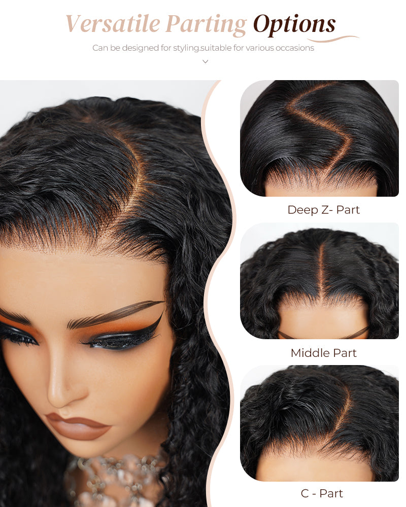 Arabella 6x5 Lace Glueless & 6 Inches Deep Part Jerry Curly Bob Wig Pre-cut Lace Natural Black