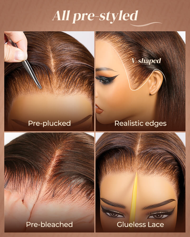Pure-Luxe™ Dark Brown Colored Water Wave Pre-Cut 13x6 Lace Ultra-Dense Glueless Human Hair Wig