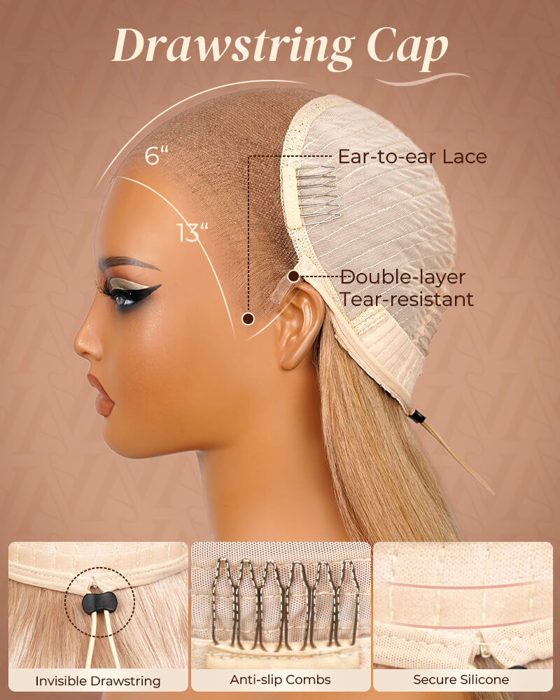 Arabella 13x6 Three-Go™ Milk Tea Brown Glueless Wig Silky Straight With Drawstring 100% Human Hair Wig