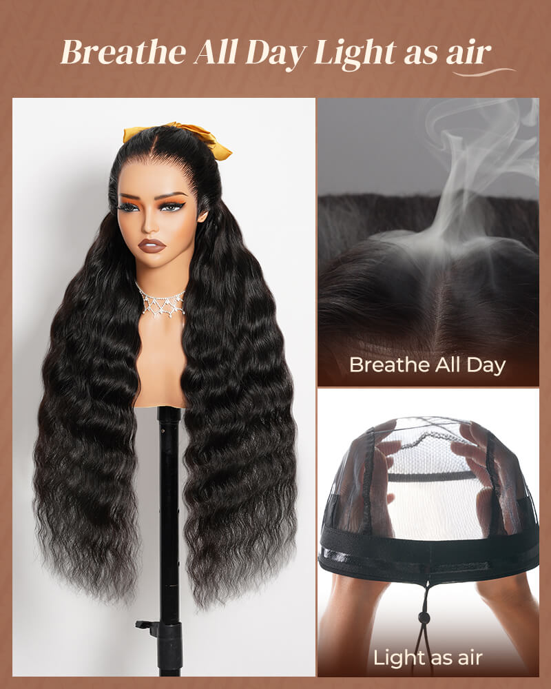 Pure-Luxe™ Loose Wave Natural Black Easy Wear Glueless 13x6 Ultra-Dense Human Hair Wig Pre-Cut Lace