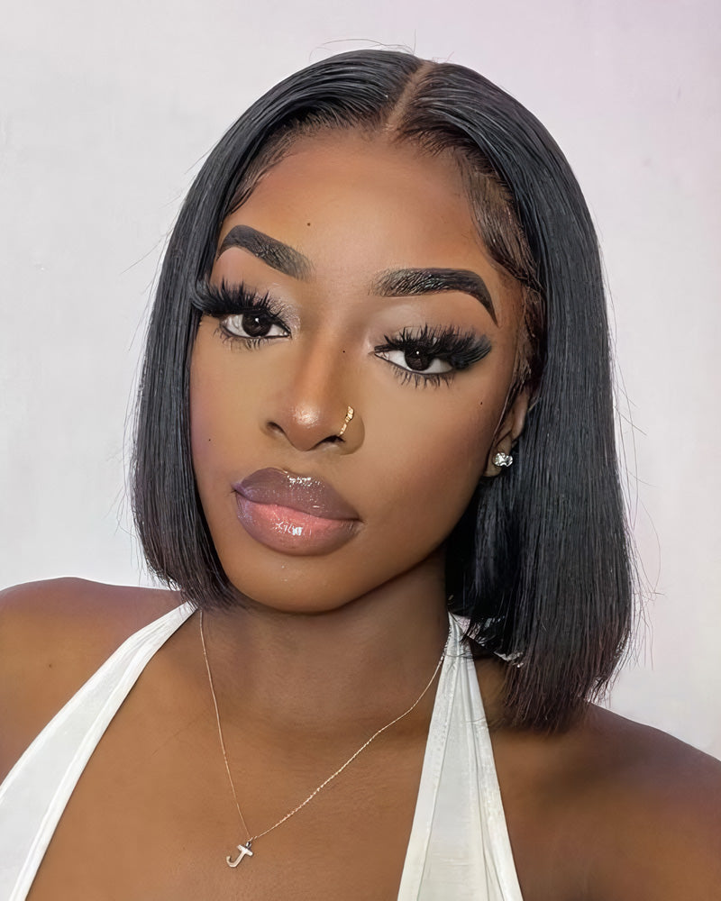 Arabella 6x5/13x4 Lace Glueless Straight Bob Wig Pre-cut Lace Natural Black Beginner Friendly