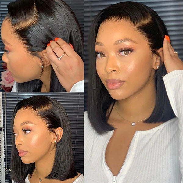 Arabella 6x5 invisible knots Glueless Straight Bob Wig Pre-cut Lace Natural Black Beginner Friendly