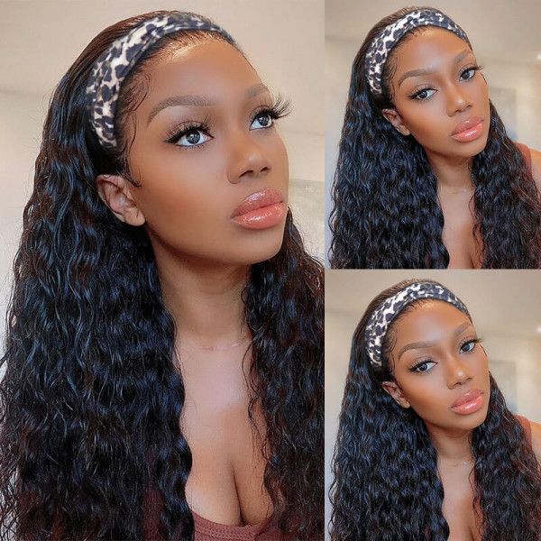 20"=$96 | Arabella Machine Made Natural Black Water Wave Wig For Beginners 100% Human Hair Wig