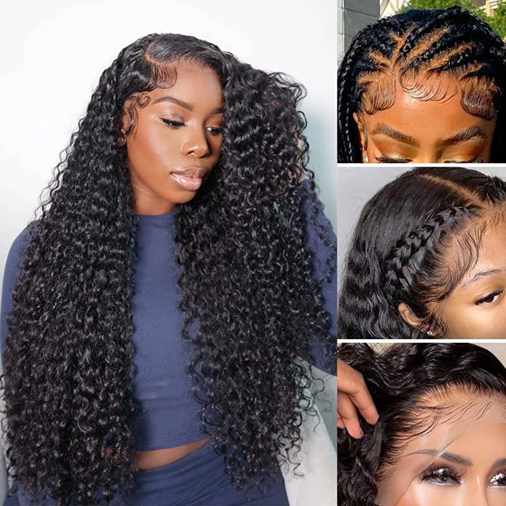 22" = $144 | Arabella 13x4 Frontal Lace Jerry Curly Wig Invisible Knots Natural Black Realistic Hairline