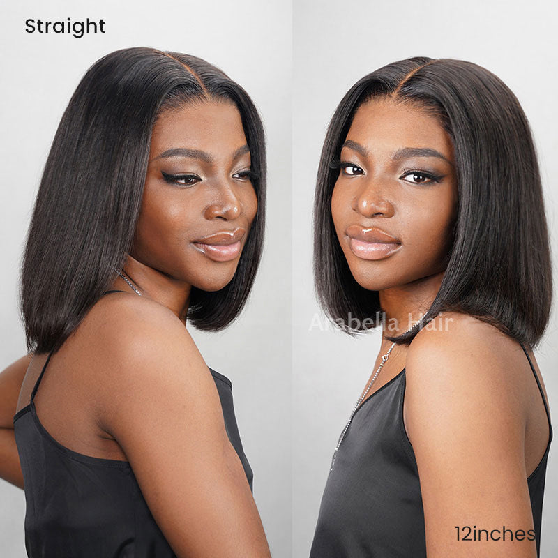 Arabella 6 Inches Deep Part Natural Black Jerry Curly Bob Wig 100% Human Hair Wig