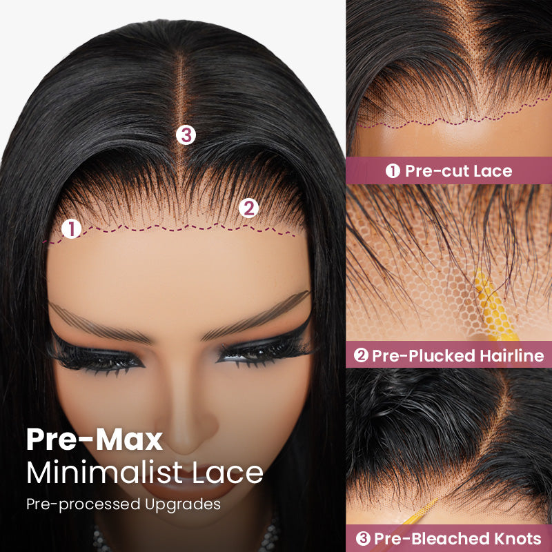 Arabella 【30" Super Sale】 6x5 Invisible Knots Glueless & 13x4 Lace Front Pre-Bleached Knots Natural Black Body Wave/Straight/Curly Human Hair Wig