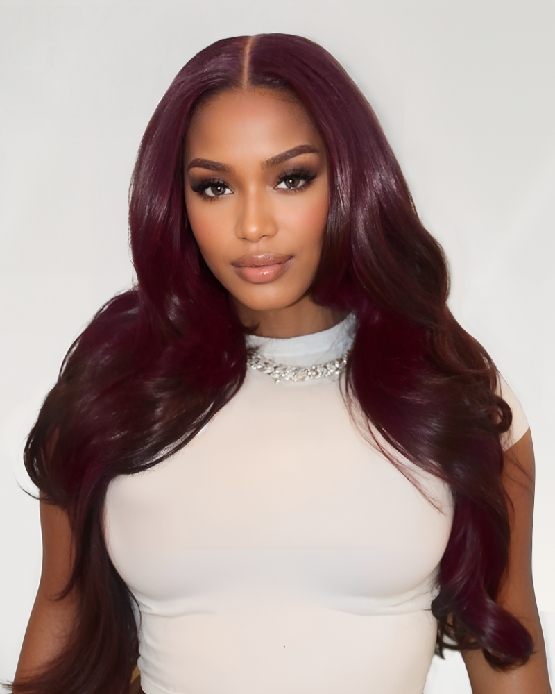 Arabella 13x6 Three-Go™ Dark Plum Glueless Wig Body Wave With Drawstring 100% Human Hair Wig