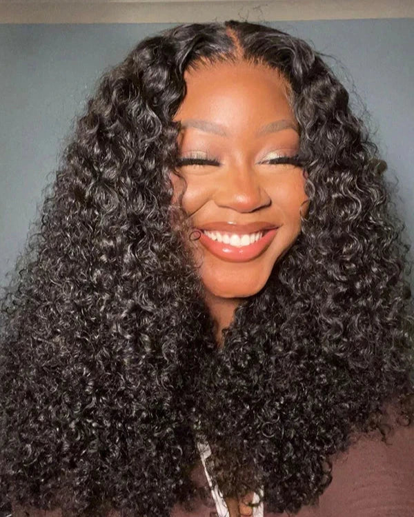 22" = $144 | Arabella 13x4 Frontal Lace Jerry Curly Wig Invisible Knots Natural Black Realistic Hairline