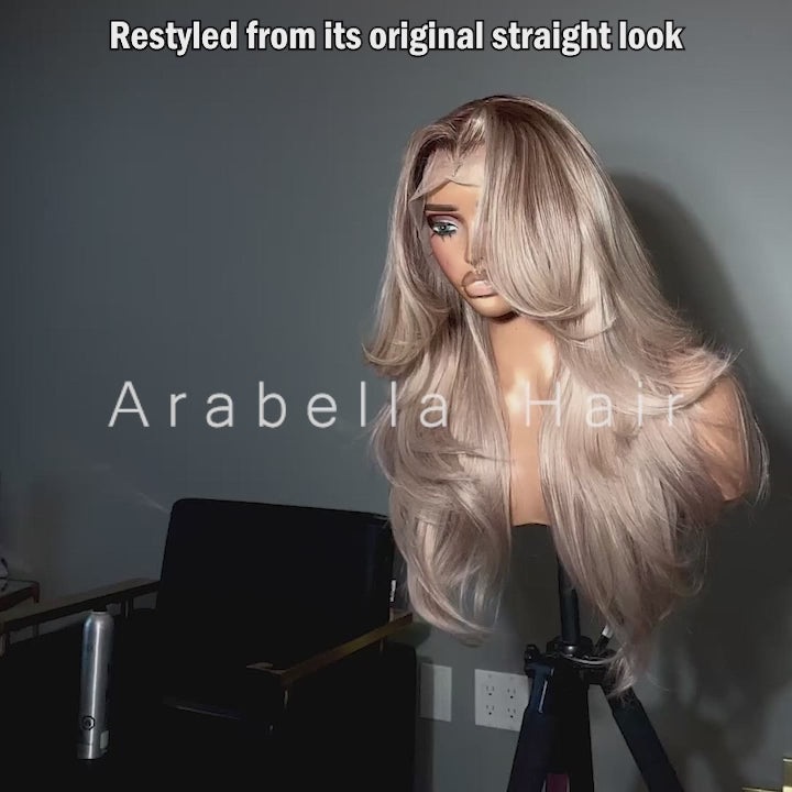 Arabella 13x4 Frontal Lace Ash Blonde Ombre Loose Body Wave Wig Pre-cut Lace Beginner Friendly