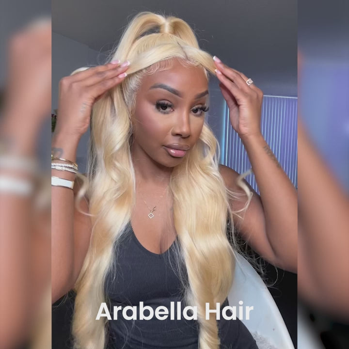 Arabella 13x4 Frontal Lace & 6x5 Invisible Knots Glueless 613 Blonde Body Wave Wig Invisible Knots Realistic Hairline