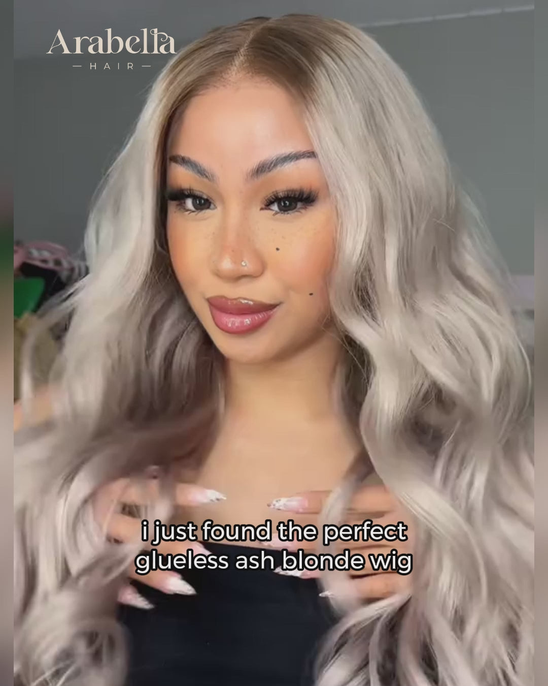 Arabella 13x6 Three-Go™ Ash Blonde Ombre Glueless Wig Loose Body Wave With Drawstring 100% Human Hair Wig