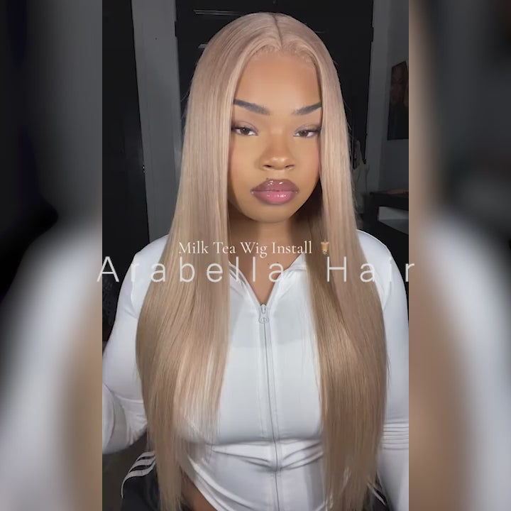 【30" Super Sale】Ash Honey Blonde Color Minimalist Blonde Series Glueless 13x4 Lace Front Wavy/Straight Human Hair Wig