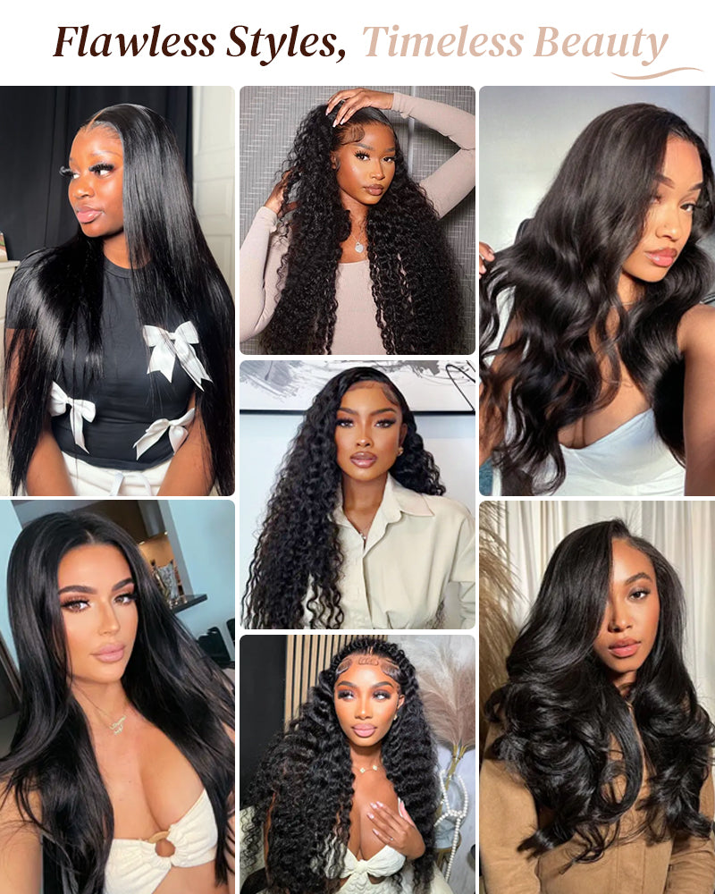 Arabella 6x5 Invisible Knots Glueless & 13x4 Frontal Lace Silky Straight Wig Pre-cut Lace Natural Black Beginner Friendly