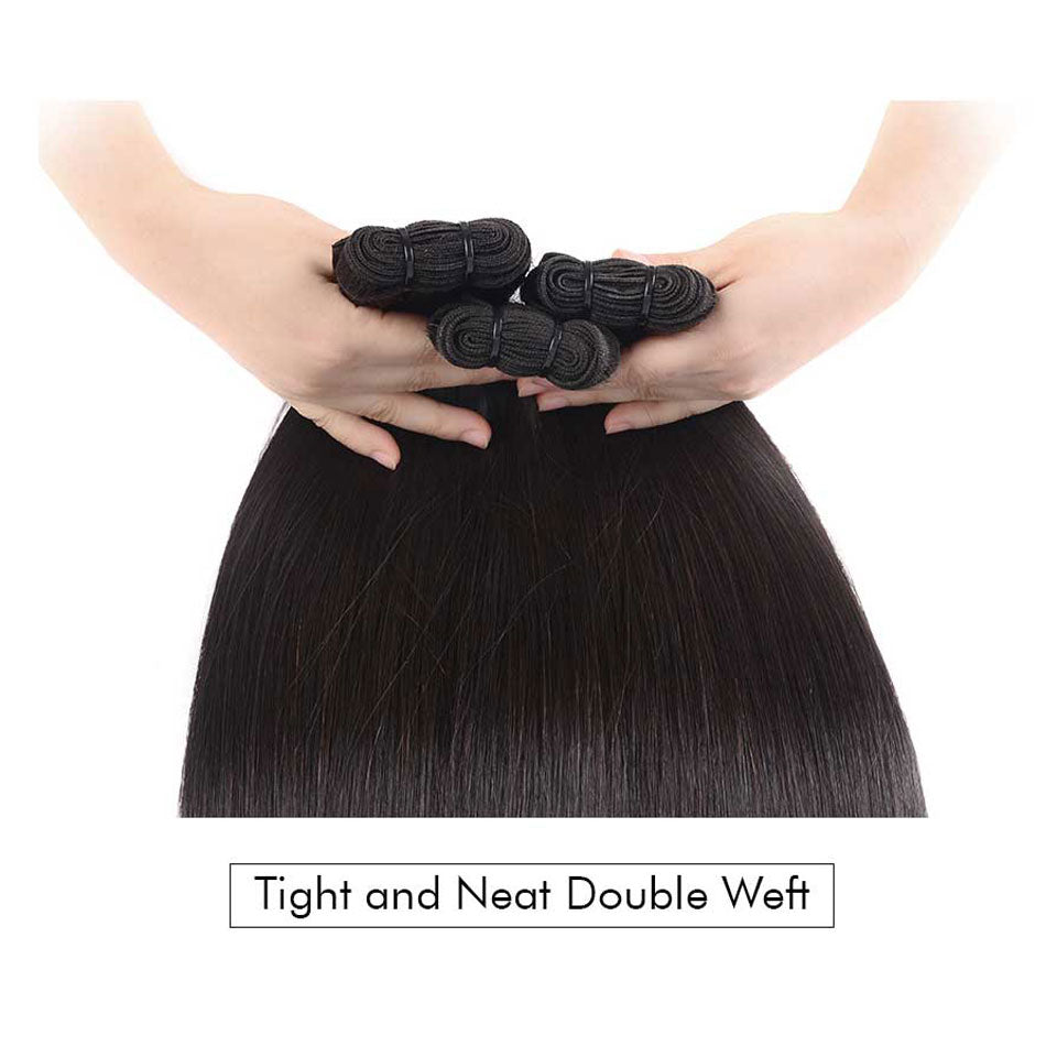 15A Mink Hair Double Drawn Raw Virgin Human Hair Weaves Straight Hair 3 Bundles with Frontal Closure - arabellahair.com