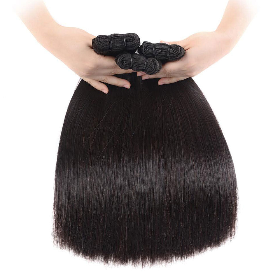 15A Mink Hair Double Drawn Raw Virgin Human Hair Weaves Straight Hair 3 Bundles with Frontal Closure - arabellahair.com