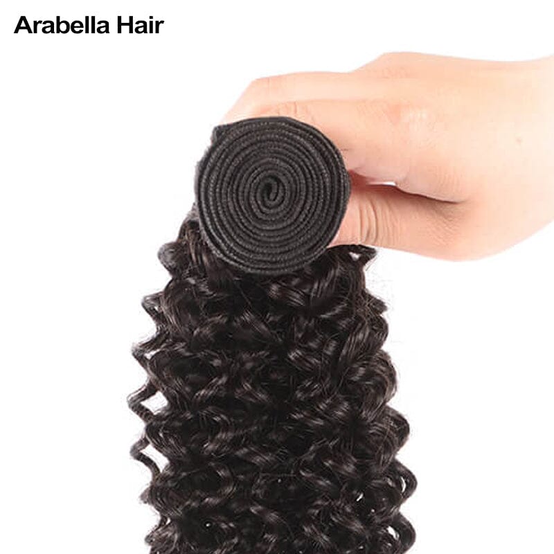 {12A 3Pcs} Jerry Curly 3 Bundles Human Hair Weft Natural Color Unprocessed Virgin Hair Weave Arabella Hair