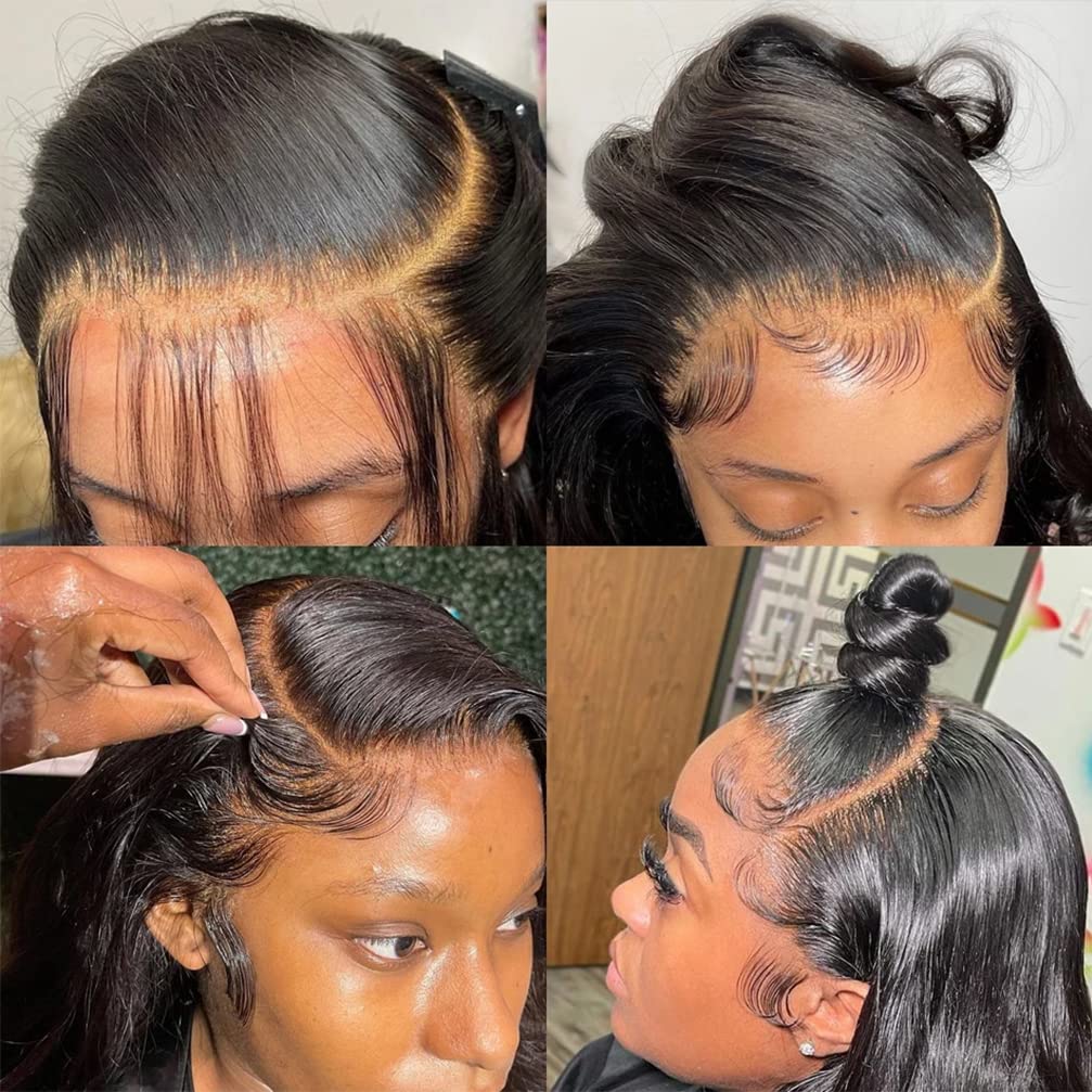 16"=$117 | Arabella 13x6 Frontal Lace Deep Wave Wig Invisible Knots Natural Black Realistic Hairline