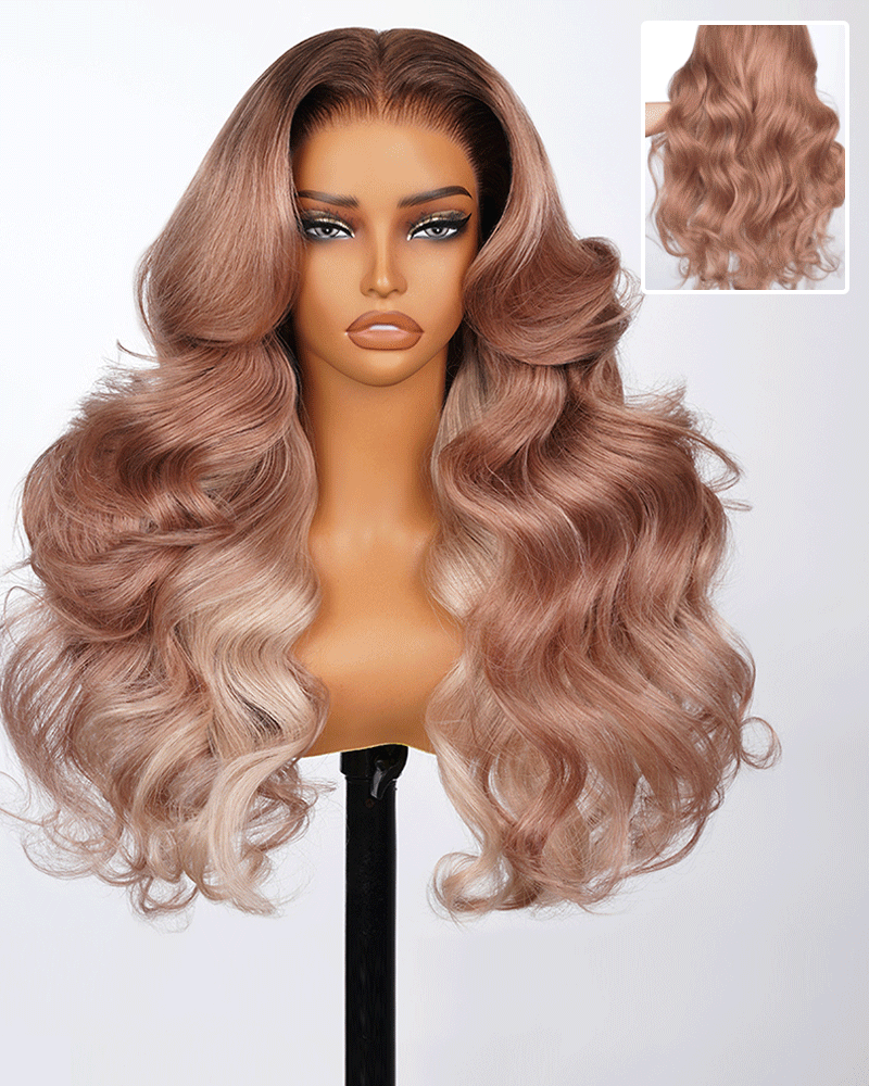 Arabella 13x6 Three-Go™ Ombre Strawberry Blonde Glueless Wig Loose Body Wave With Drawstring 100% Human Hair Wig