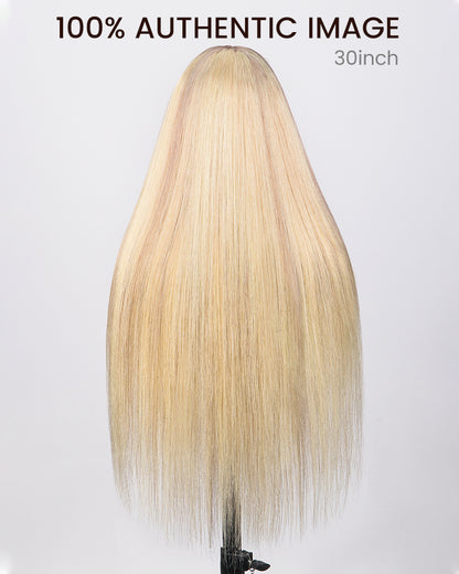 Arabella 13x4 Pre-All Glueless Blonde Highlight Body Wave/Silky Straight Wig Invisible Knots Realistic Hairline